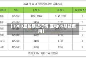 【1909豆粕期货行情,豆粕09期货费用】