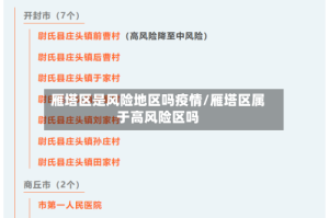 雁塔区是风险地区吗疫情/雁塔区属于高风险区吗