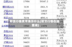 期货行情费用表示什么(期货行情在线查询)