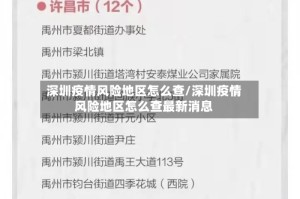 深圳疫情风险地区怎么查/深圳疫情风险地区怎么查最新消息