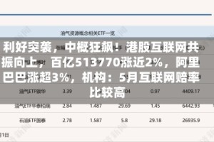 利好突袭，中概狂飙！港股互联网共振向上，百亿513770涨近2%，阿里巴巴涨超3%，机构：5月互联网赔率比较高
