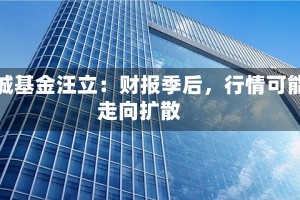 长城基金汪立：财报季后，行情可能走向扩散