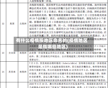 有什么疫情按地区命名的(疫情地区是指哪些地区)