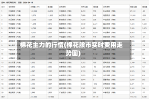 棉花主力的行情(棉花股市实时费用走势图)