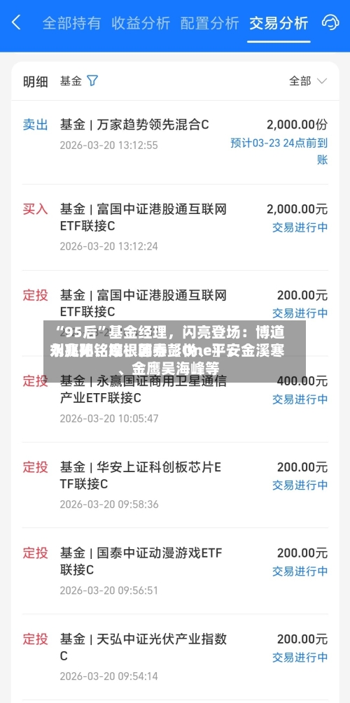 “95后	”基金经理，闪亮登场：博道刘兆阳	、摩根韩秀〖One〗、永赢孙铭婉、国泰彭悦	、平安金溪寒、金鹰吴海峰等-第1张图片