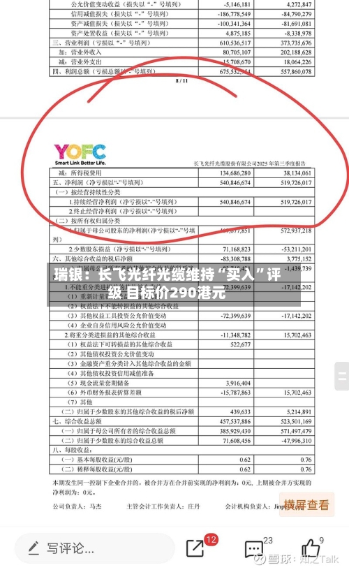 瑞银：长飞光纤光缆维持“买入”评级 目标价290港元-第2张图片