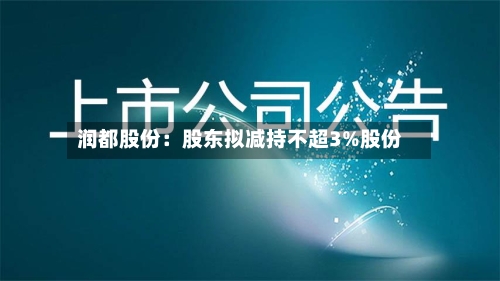 润都股份：股东拟减持不超3%股份-第2张图片