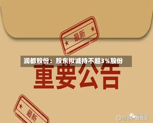润都股份：股东拟减持不超3%股份-第1张图片