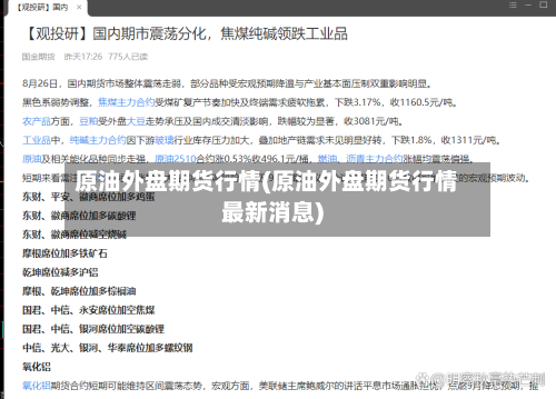 原油外盘期货行情(原油外盘期货行情最新消息)-第1张图片