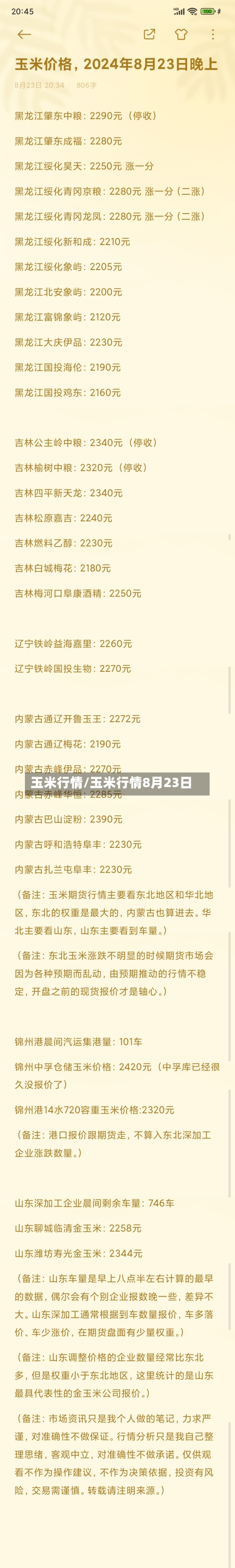 玉米行情/玉米行情8月23日-第1张图片