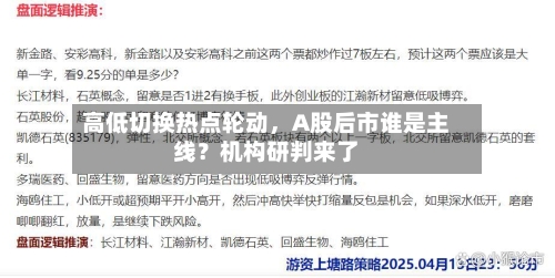 高低切换热点轮动，A股后市谁是主线？机构研判来了-第1张图片