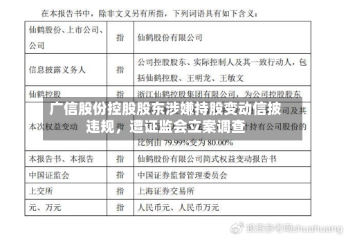 广信股份控股股东涉嫌持股变动信披违规，遭证监会立案调查-第1张图片