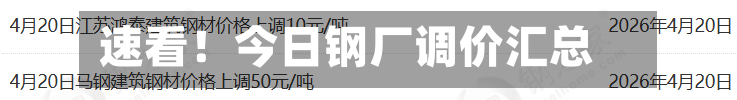 速看！今日钢厂调价汇总-第1张图片